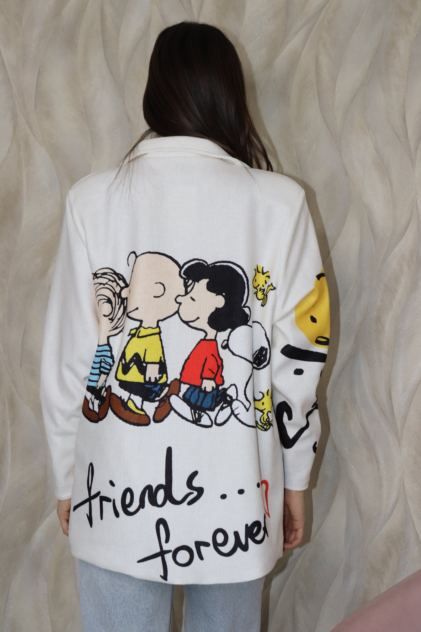 Giacca Bianca con Stampa di Snoopy e Peanuts Smile Edition