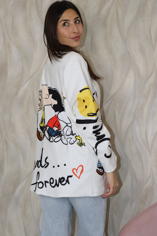 Giacca Bianca con Stampa di Snoopy e Peanuts Smile Edition